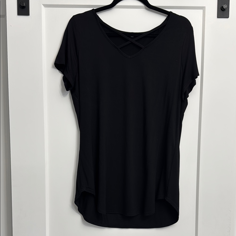 Black V-Neck Women's Top